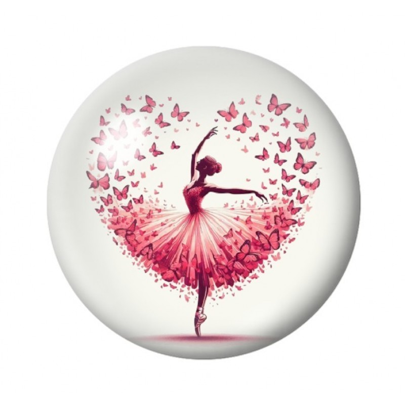 Cabochon en Verre Illustré Ballerine Danseuse Coeur Amour St Valentin 12 à 25mm
