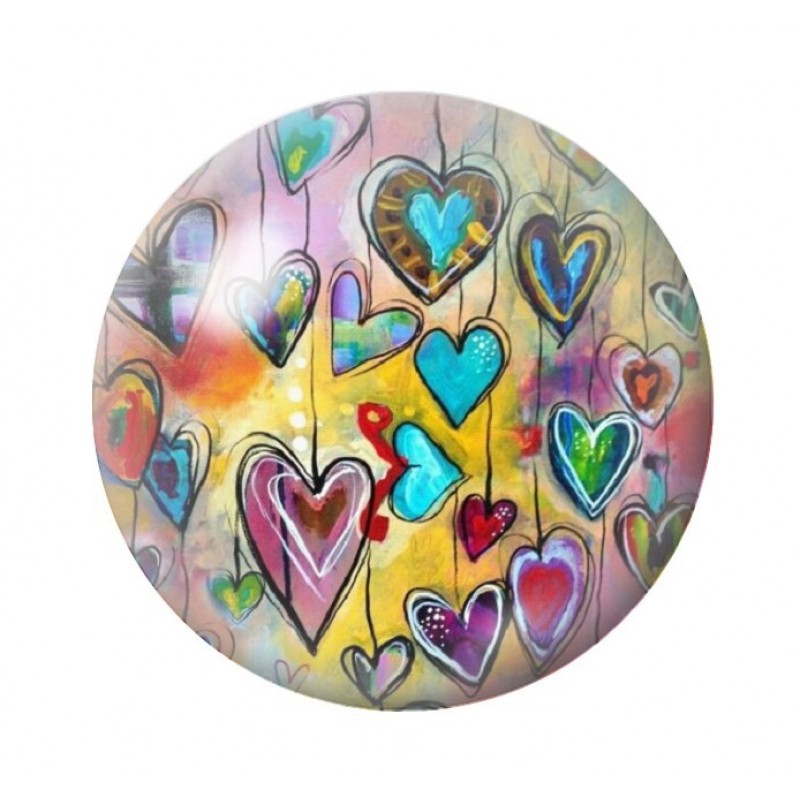 Cabochon en Verre Illustré Coeurs Amour St Valentin 12 à 25mm