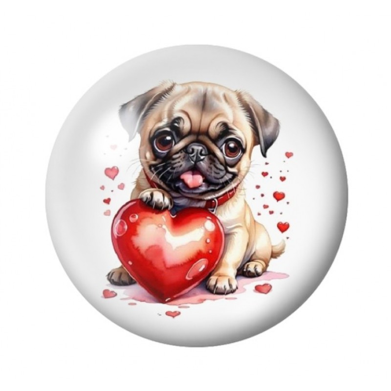 Cabochon en Verre Illustré Bouledoqgue Coeur Amour St Valentin 12 à 25mm