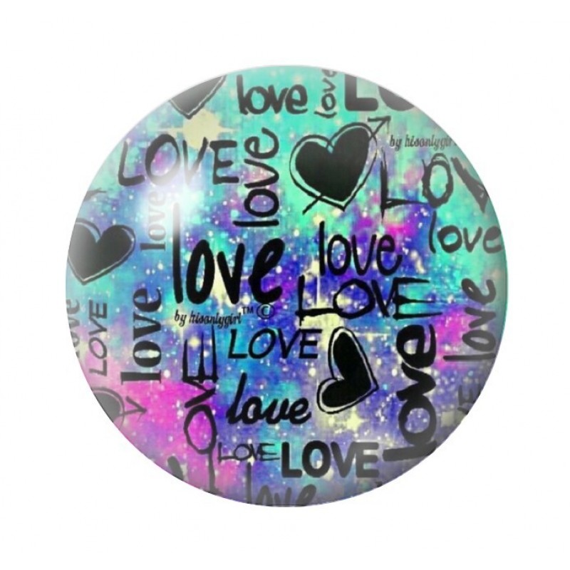 Cabochon en Verre Illustré Love Coeur Amour St Valentin 12 à 25mm