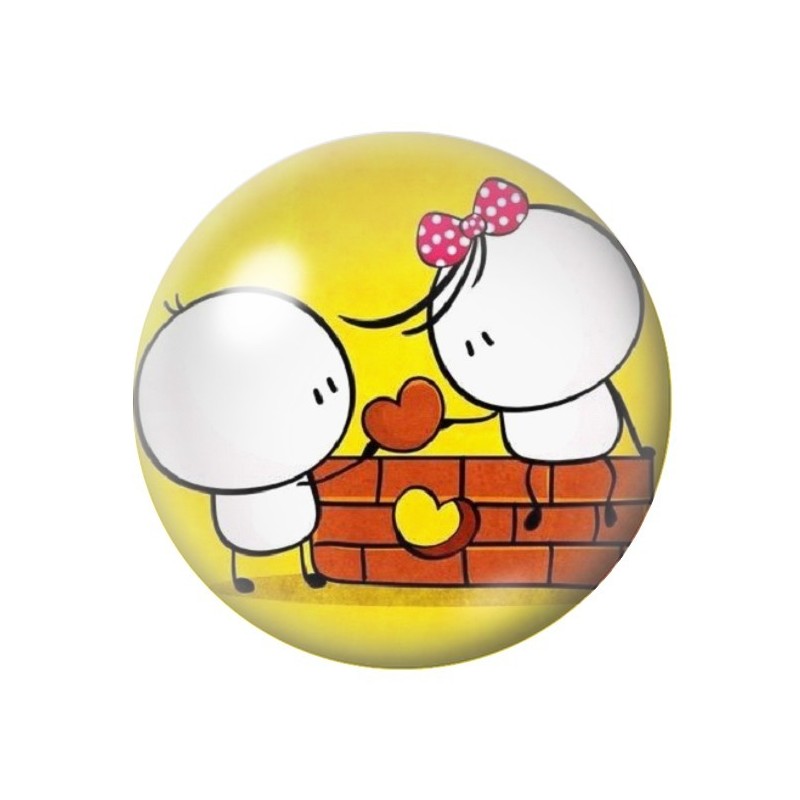 Cabochon en Verre Illustré Personnages Coeur Amour St Valentin 12 à 25mm