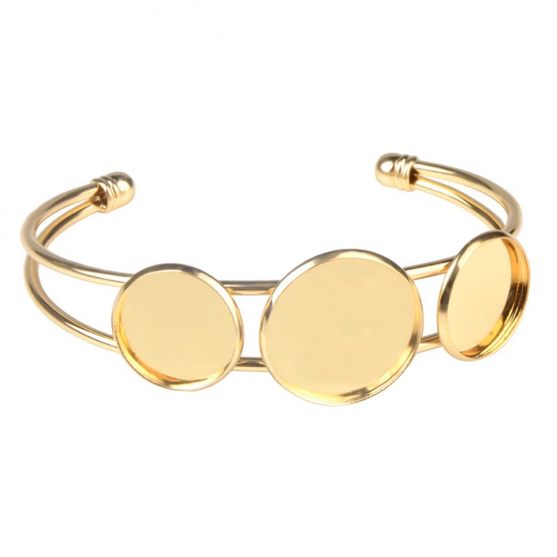 Support Bracelet Doré en Acier Inoxydable pour Cabochon 16 et 20mm