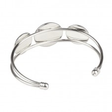 Support Bracelet Argenté en Acier Inoxydable pour Cabochon 16 et 20mm