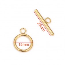 Fermoir Toggle Doré en Acier Inoxydable pour Bracelet 15mm