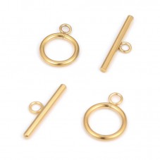 Fermoir Toggle Doré en Acier Inoxydable pour Bracelet 15mm