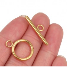 Fermoir Toggle Doré en Acier Inoxydable pour Bracelet 15mm