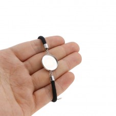 Support Bracelet Argenté en Acier Inoxydable et Cordon pour Cabochon 20mm