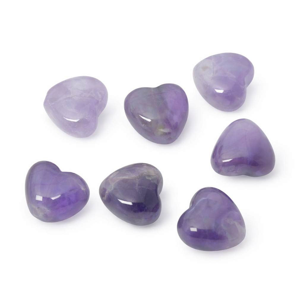 5 Perles Coeur Pierre Naturelle Améthyste 9mm