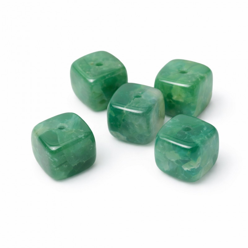 5 Perles Pierre Naturelle Agate Verte Carré 8mm