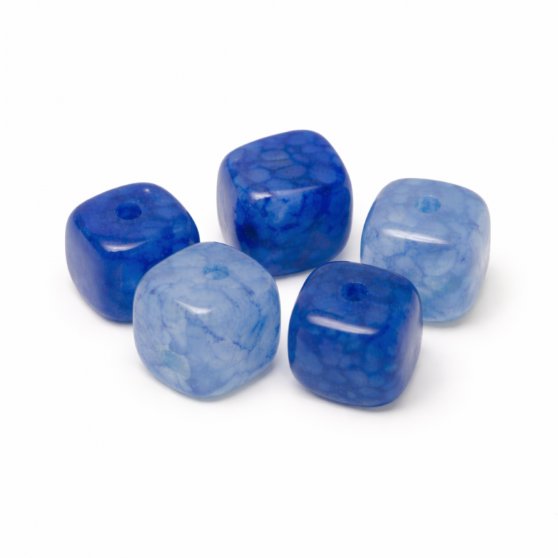 5 Perles Pierre Naturelle Agate Carré Bleu 8mm