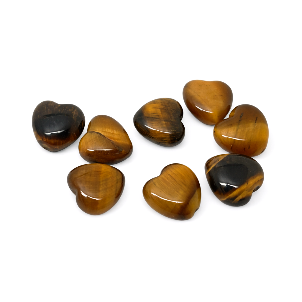 5 Perles Coeur Pierre Naturelle Oeil de Tigre 9mm