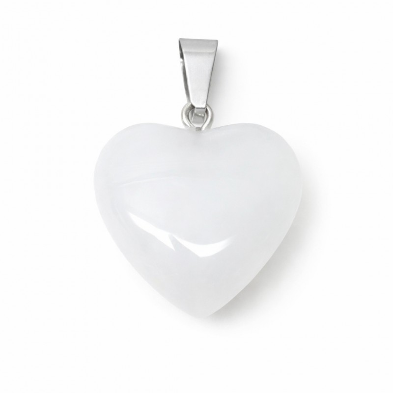 Pendentif Coeur Pierre Naturelle Quartz Blanc 20x20mm