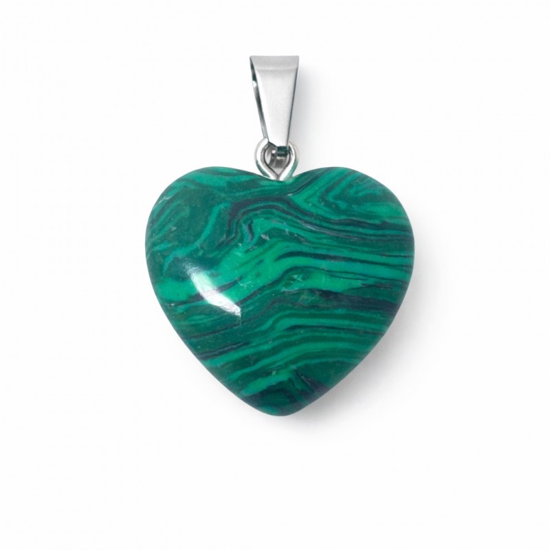 Pendentif Coeur Pierre Naturelle Malachite 20mm