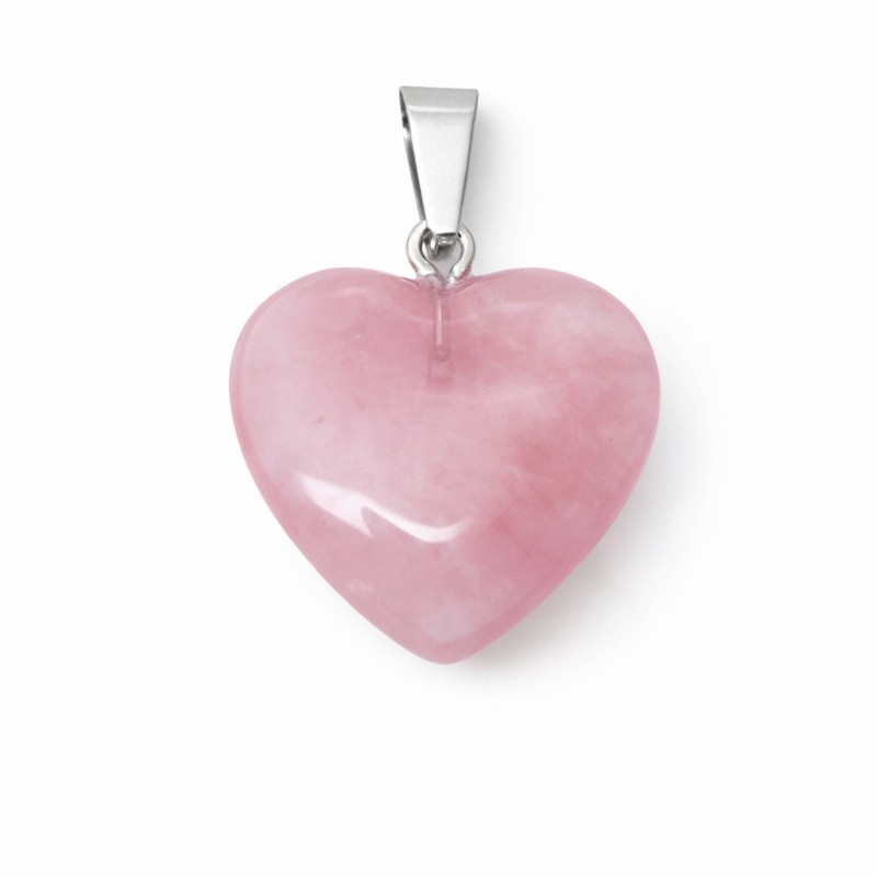 Pendentif Coeur Pierre Naturelle Quartz Cerise 20mm