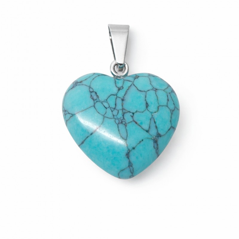 Pendentif Coeur Pierre Naturelle Turquoise 20mm