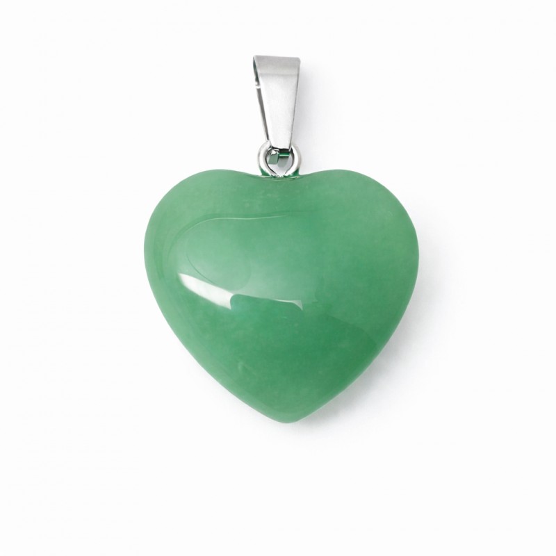 Pendentif Coeur Pierre Naturelle Jade Vert 20mm