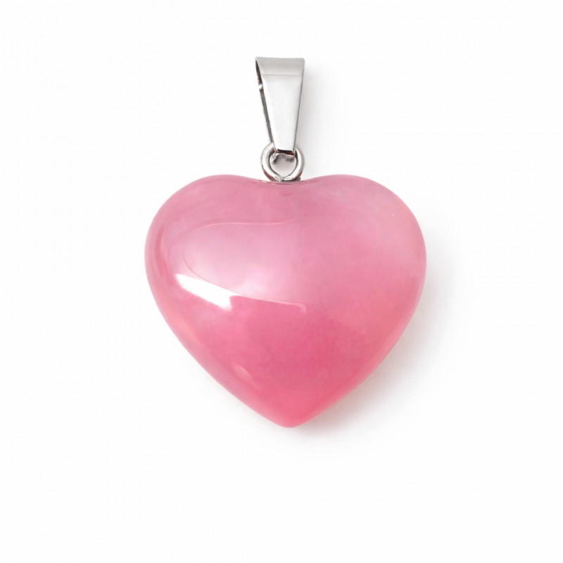 Pendentif Coeur Pierre Naturelle Quartz Rose 20mm