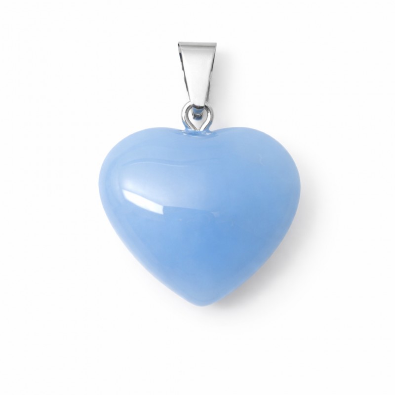Pendentif Coeur Pierre Naturelle Calcédoine 20mm