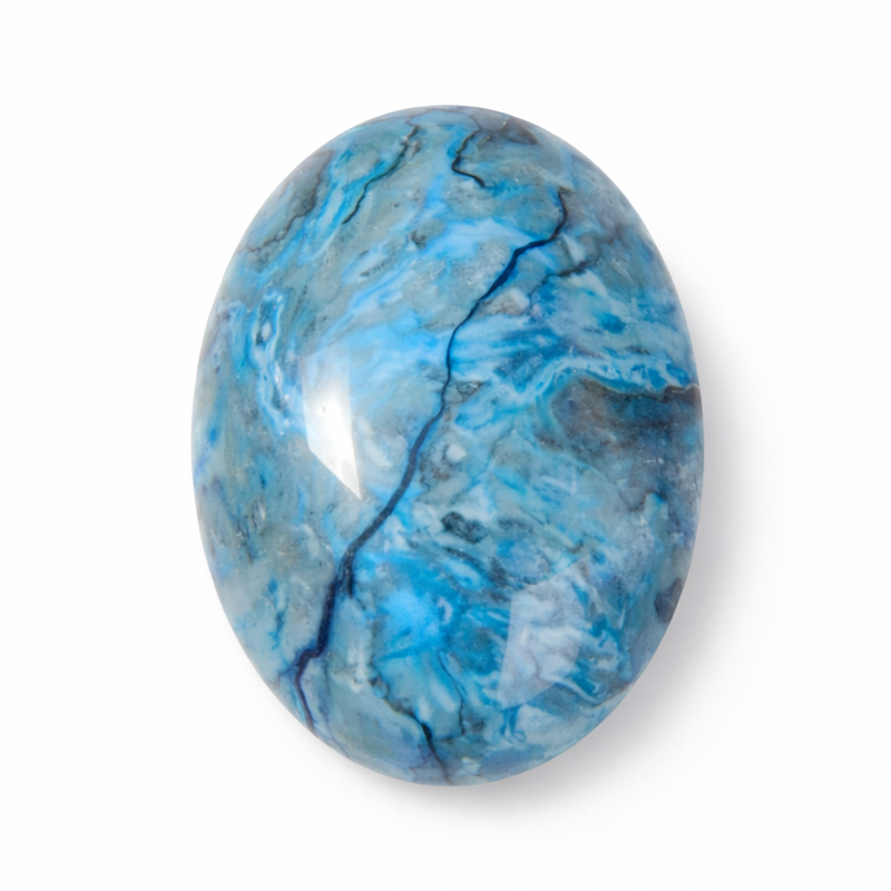 Cabochon en Pierre Naturelle Apatite Bleue 13x18mm