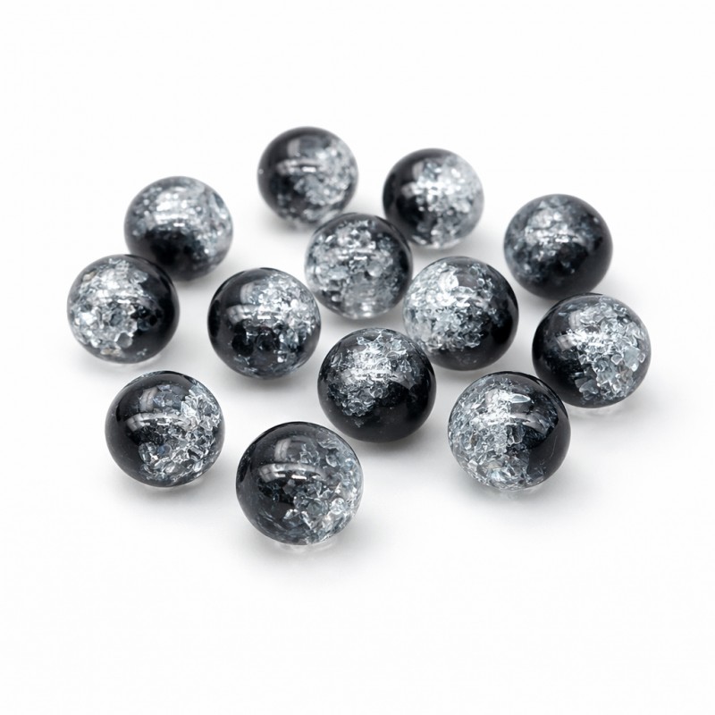 50 Perles en Verre Craquelé 6mm