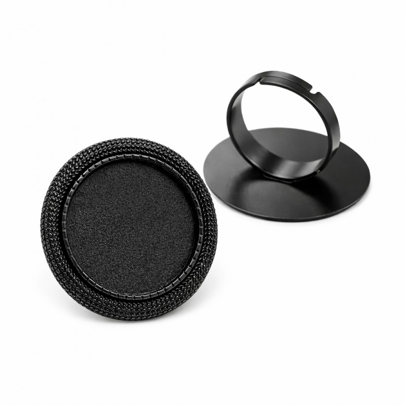 Support Bague Ajustable Noire pour Cabochon 20mm