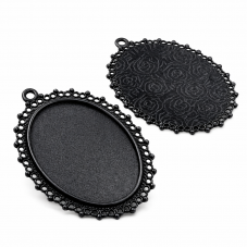 Support Pendentif Noir pour Cabochon 30x40mm pour la Création de Bijoux Fantaisie - DIY