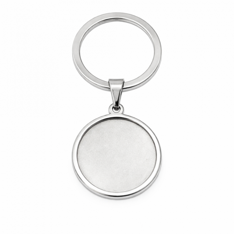 Support Porte-clé en Acier Inoxydable Argenté pour Cabochon 25mm