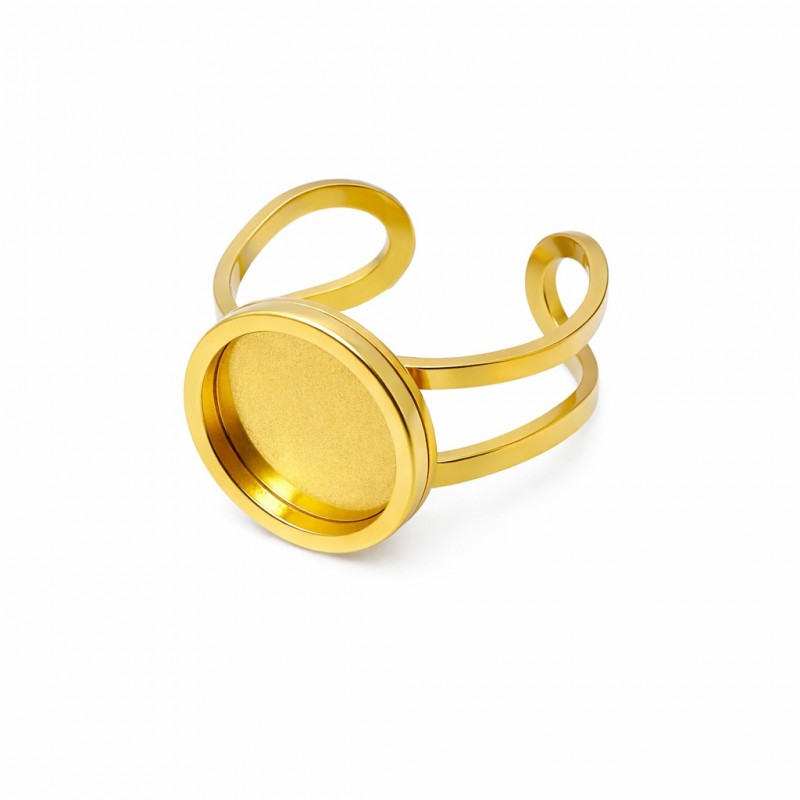 Support Bague Ajustable Doré en Acier Inoxydable pour Cabochon 10mm