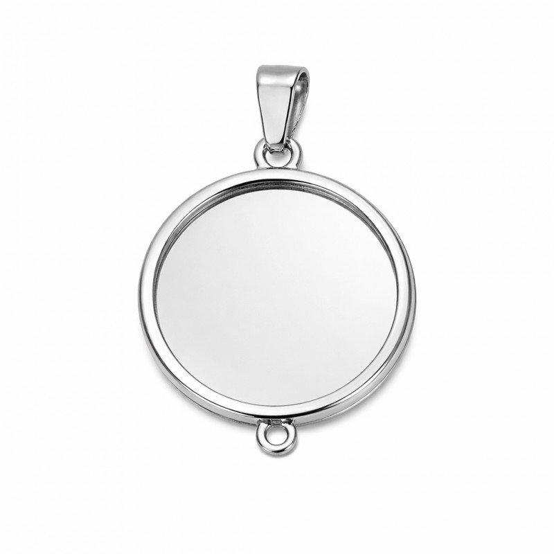 Support Pendentif Connecteur Argenté en Acier Inoxydable pour Cabochon 20mm