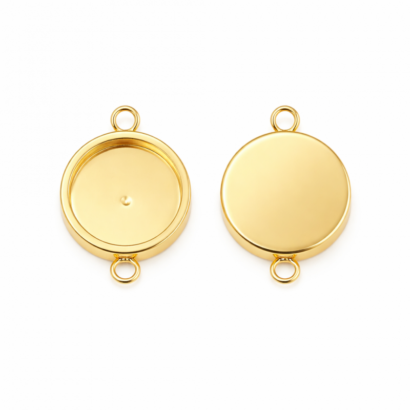 Support Connecteur Doré ou Argenté en Acier Inoxydable pour Cabochon 10mm