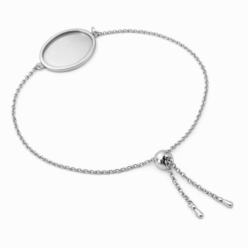 Support Bracelet Argenté en Acier inoxydable pour Cabochon 18x25mm