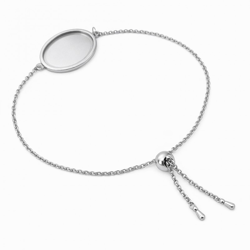 Support Bracelet Argenté en Acier inoxydable pour Cabochon 18x25mm