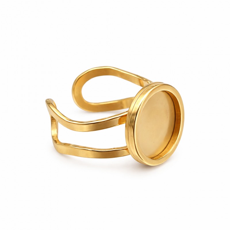 Support Bague Ajustable Doré en Acier Inoxydable pour Cabochon 12mm