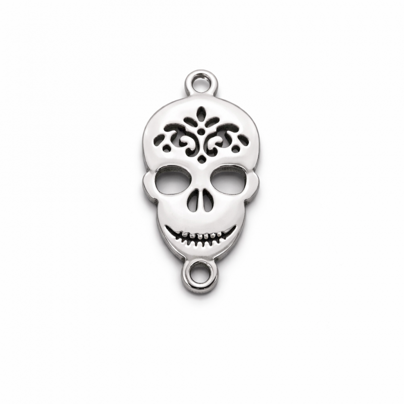 Connecteur Tête de Mort en Acier Inoxydable 16x12mm