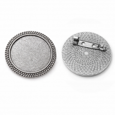 Support Broche Argenté pour Cabochon 25mm pour la Création de Bijoux Fantaisie - DIY