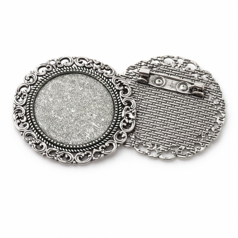 Support Broche pour Cabochon 25 mm – Argenté ou Bronze