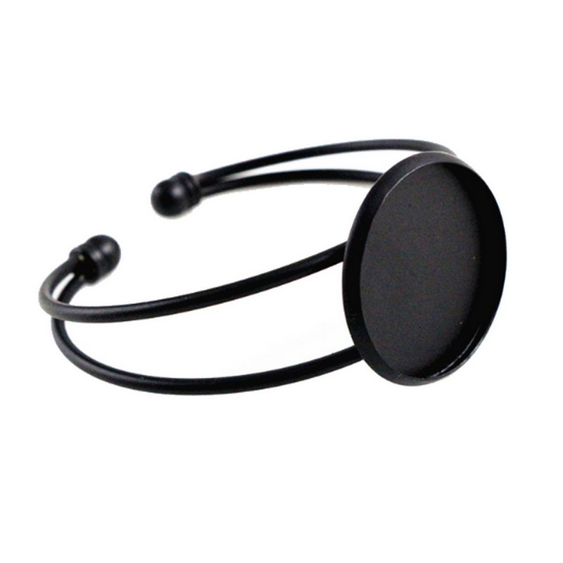 Support Bracelet Ajustable Noir ou Gunmétal pour Cabochon 25mm