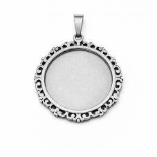 Support Pendentif Argenté en Acier Inoxydable pour Cabochon 18, 20 ou 25mm pour la Création de Bijoux Fantaisie - DIY