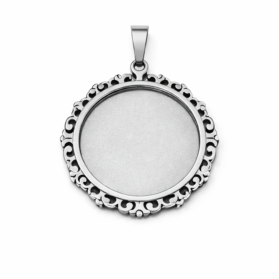Support Pendentif Argenté en Acier Inoxydable pour Cabochon 18, 20 ou 25mm