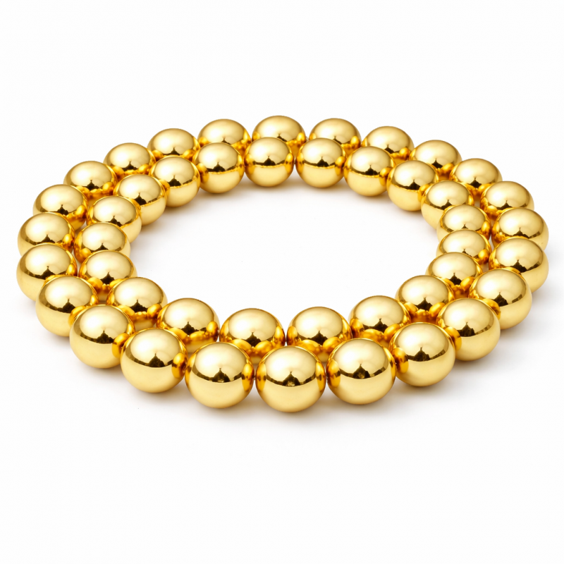 5 Perles Pierre Naturelle Hématite Doré 8mm