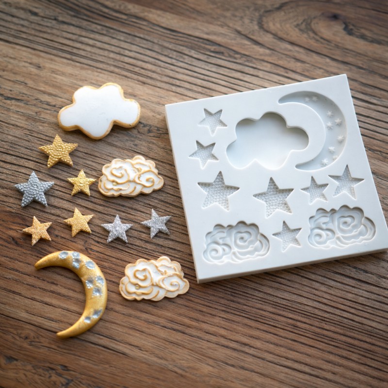 Moule en Silicone Lune Étoile Nuage Fimo Résine Gâteau