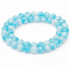 10 Perles en Verre Craquelé Bleu 6mm