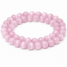 5 Perles en Verre Oeil de Chat Rose 8mm