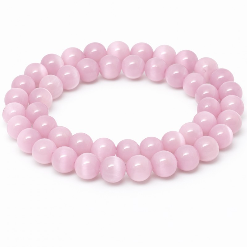 5 Perles en Verre Oeil de Chat Rose 8mm