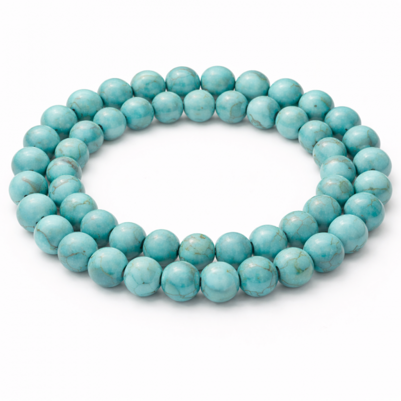 5 Perles Pierre Naturelle Turquoise 8mm