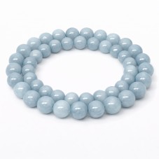 10 Perles Pierre Naturelle Calcédoine Bleu 6mm
