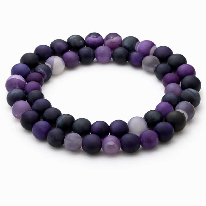 10 Perles Pierre Naturelle Agate Violette Mate 6mm