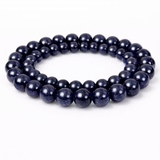 5 Perles en Pierre Naturelle Sable d'Or Bleu 8mm