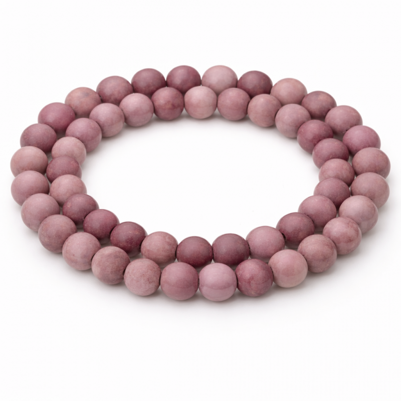 5 Perles en Pierre Naturelle Rhodonite Mate 8mm