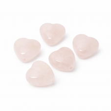 5 Perles Coeur Pierre Naturelle Quartz Rose 9mm pour la Création de Bijoux Fantaisie - DIY